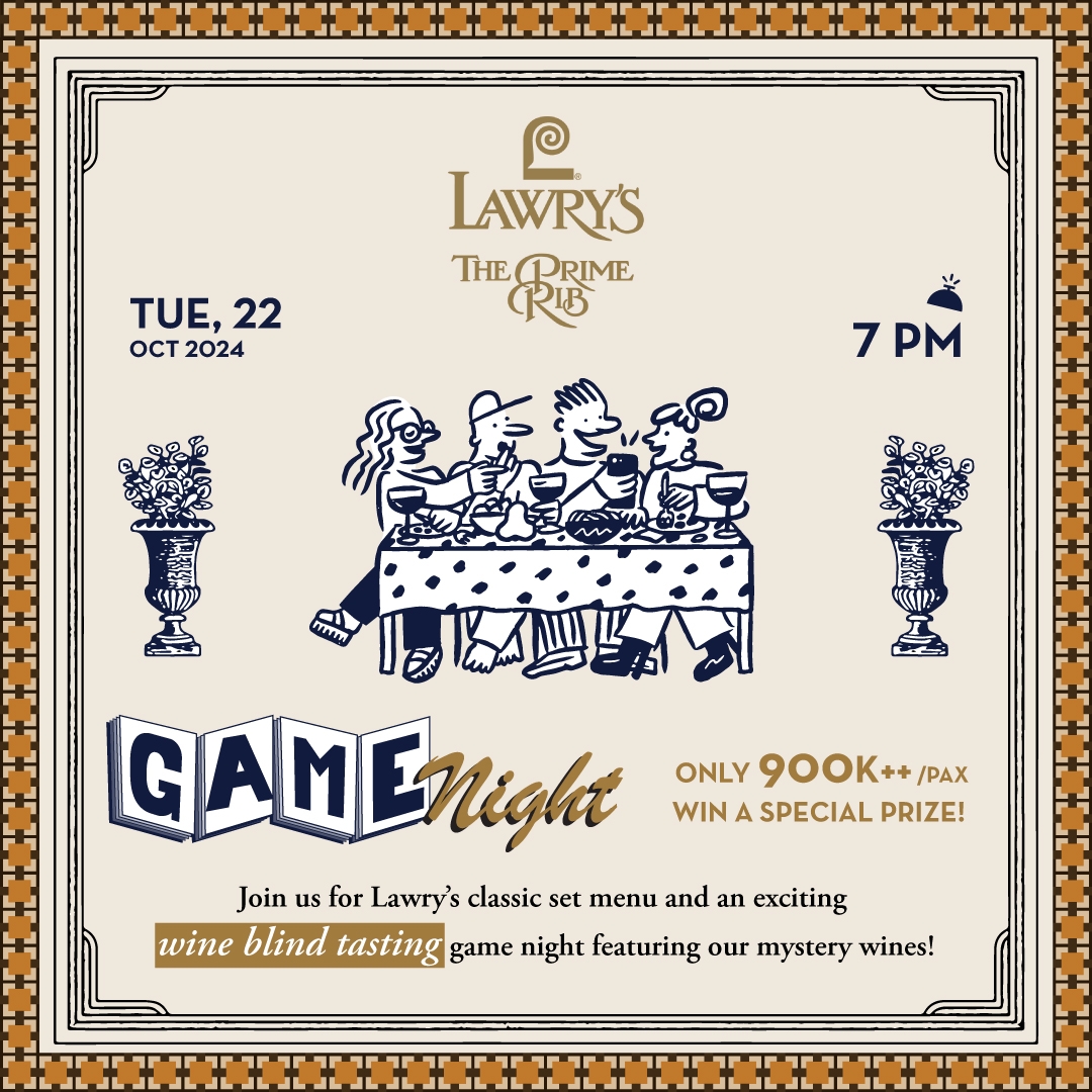 Wine Blind Tasting Dinner & Game Night at Lawry’s!